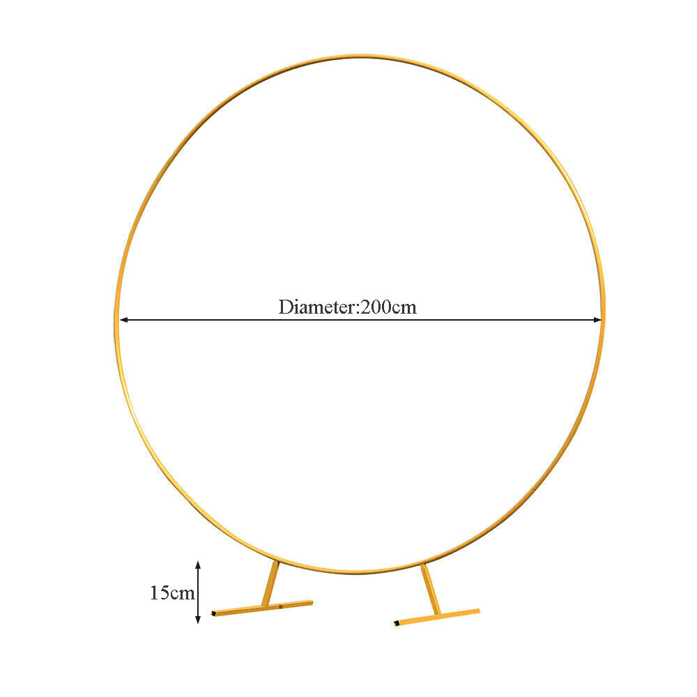 2M Round Hoop Balloon Arch Backdrop Flower Gold Display Stand Frame Wedding New