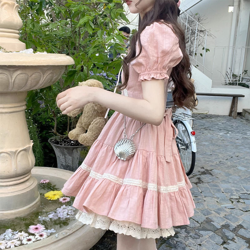 Bow Lace-Up Short-Sleeve Dress, picture 5 of 9