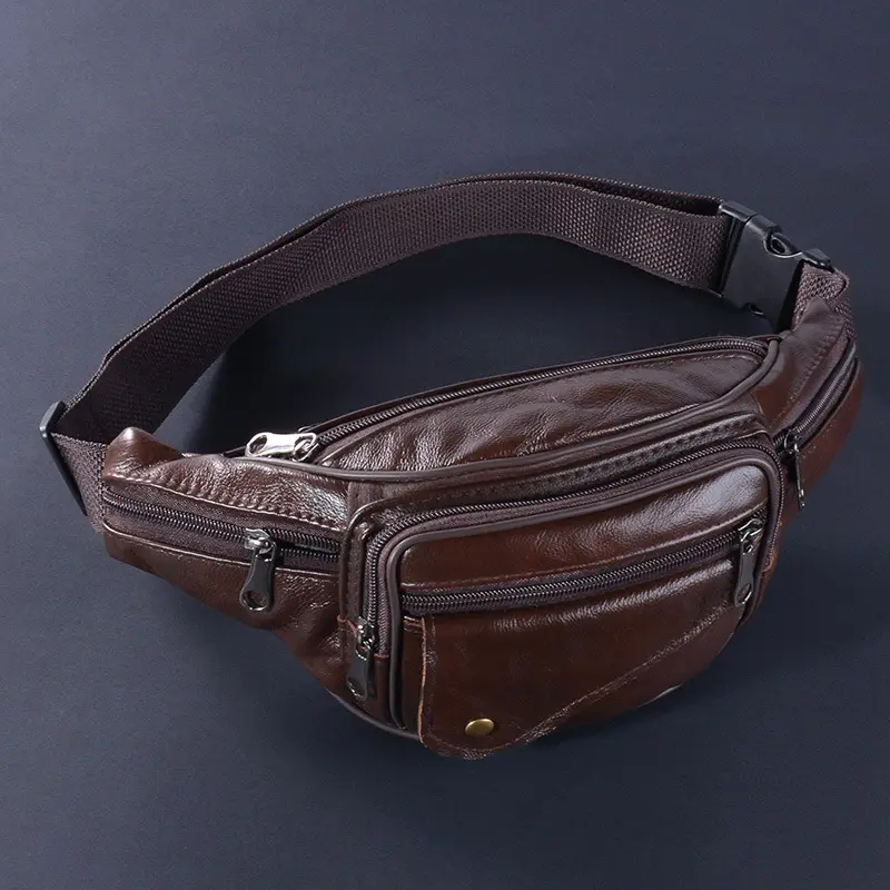 Men's Leather Multifunctional Casual Outdoor Large-capacity Diagonal