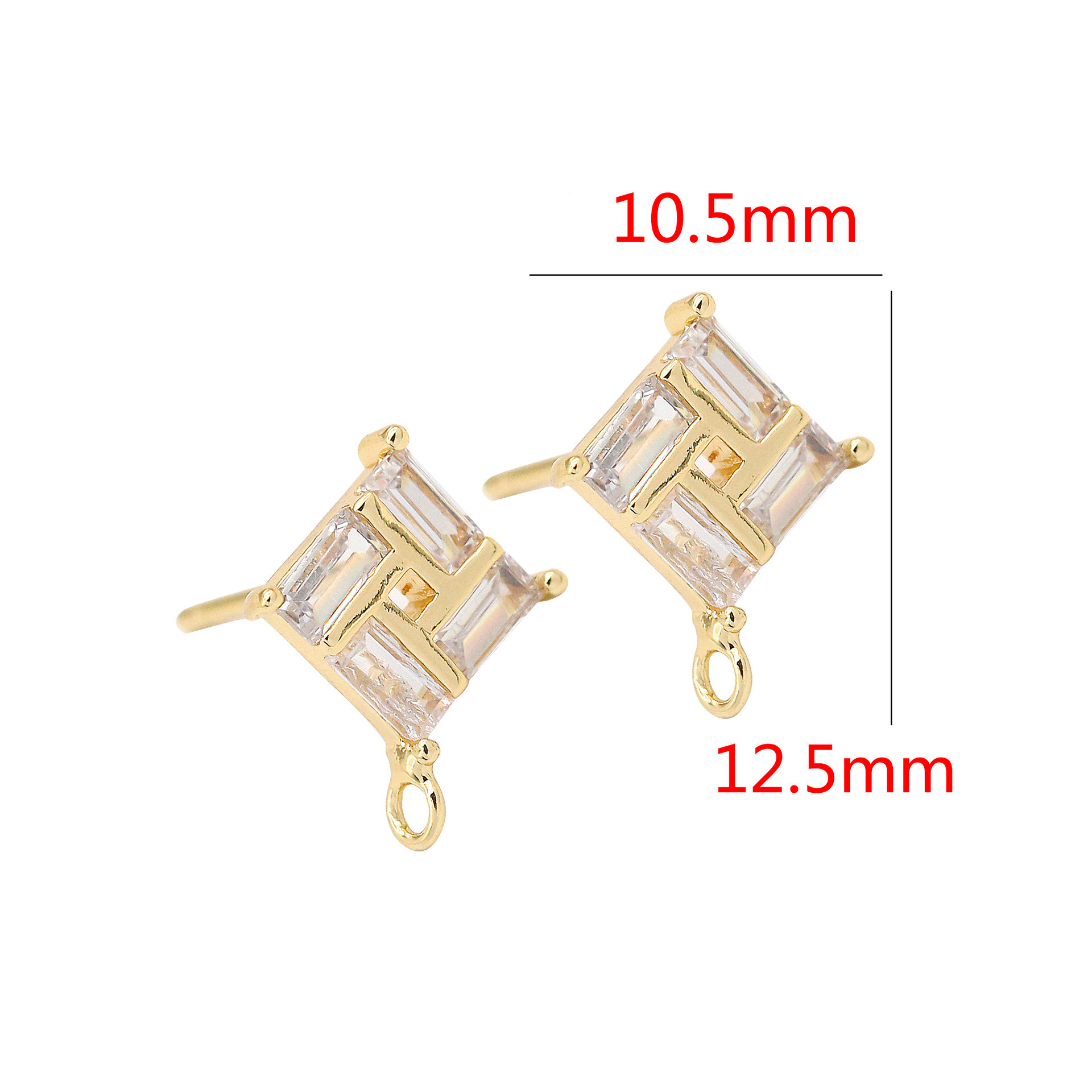 Stone Plated 14K Real Gold Earrings