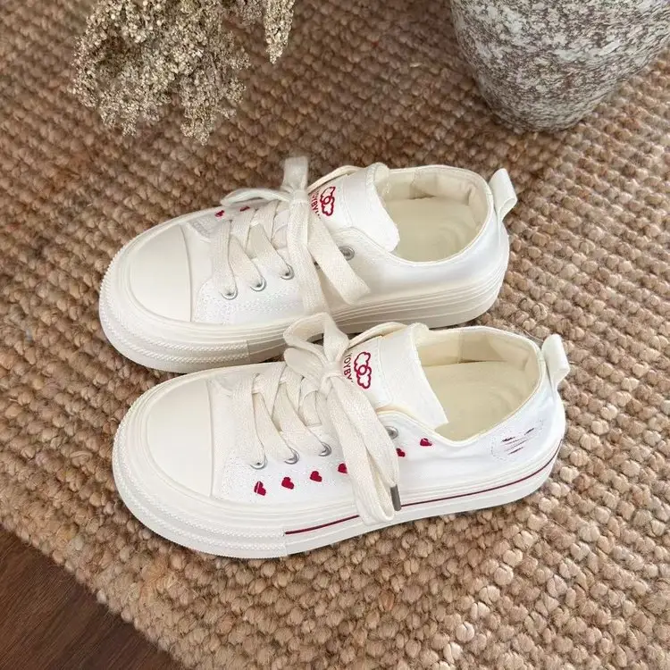 Women Embroidered Thick Sole Canvas Shoes Breathable