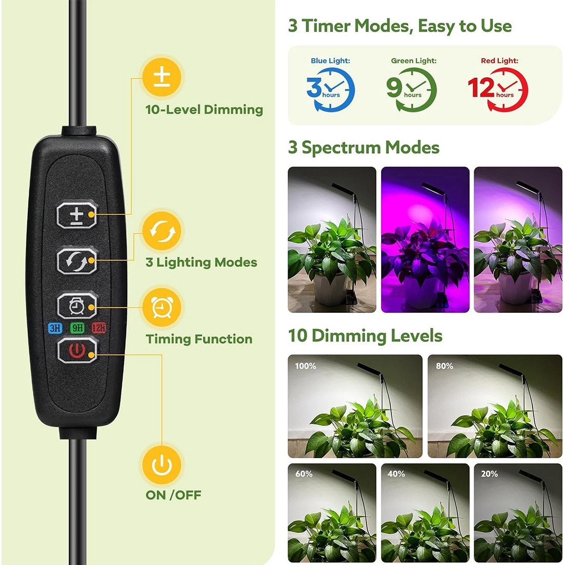 LED Plant Grow Lights For Indoor Plants Dimmable Growing Lamp USB Full Spectrum — image 4