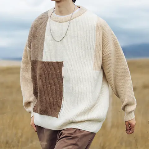 Color Block Stitching Design Knitwear Sweater for Men