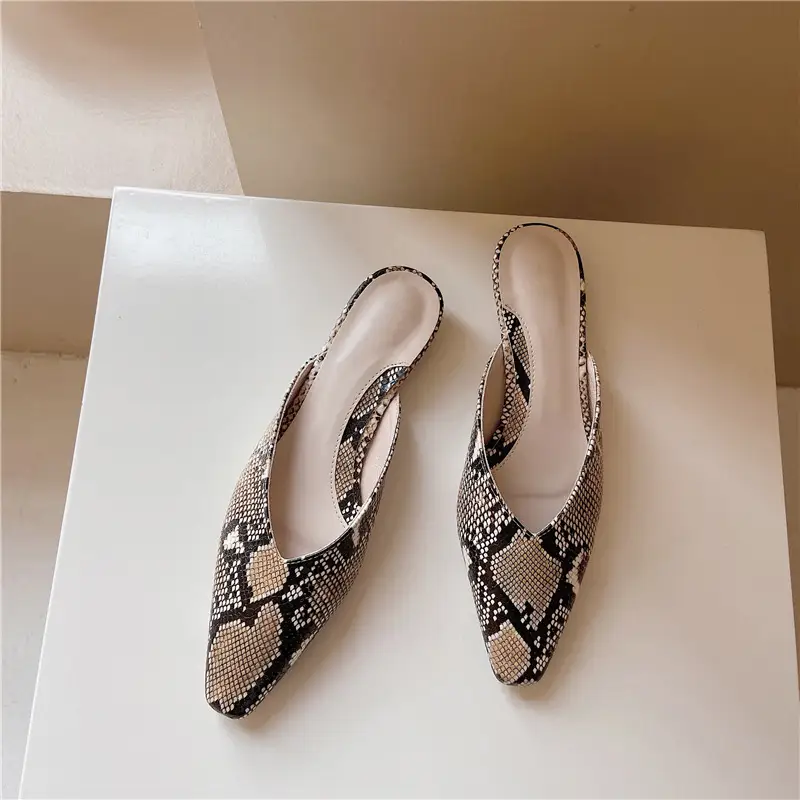 Summer New Snake Pattern Simple And Versatile Flat-heeled Muller Sandals And Slippers