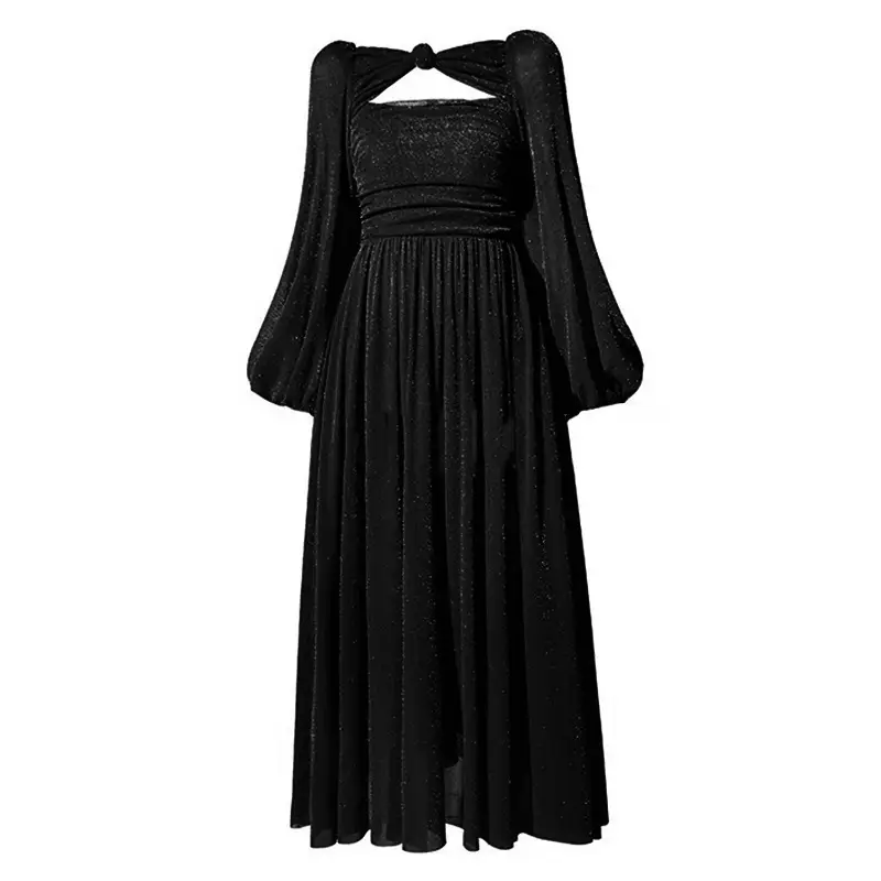 French Style Temperament Hollow Out V-neck Waist Dress