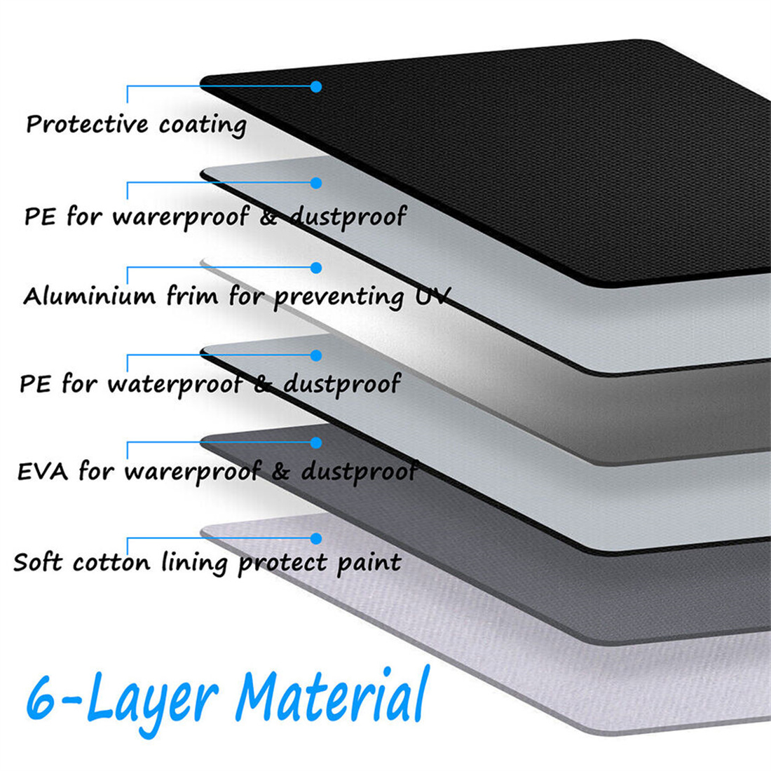 Universal Waterproof 6 Layer Car Cover Heavy Duty Cotton Rain Snow UV — image 4