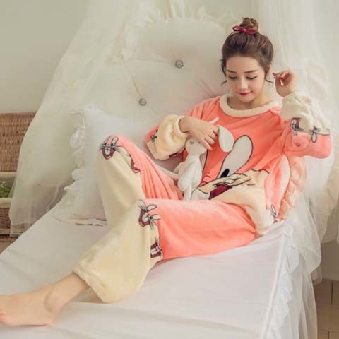 Title 6, Coral Fleece Loose Korean Flannel Cute Thick Pa...