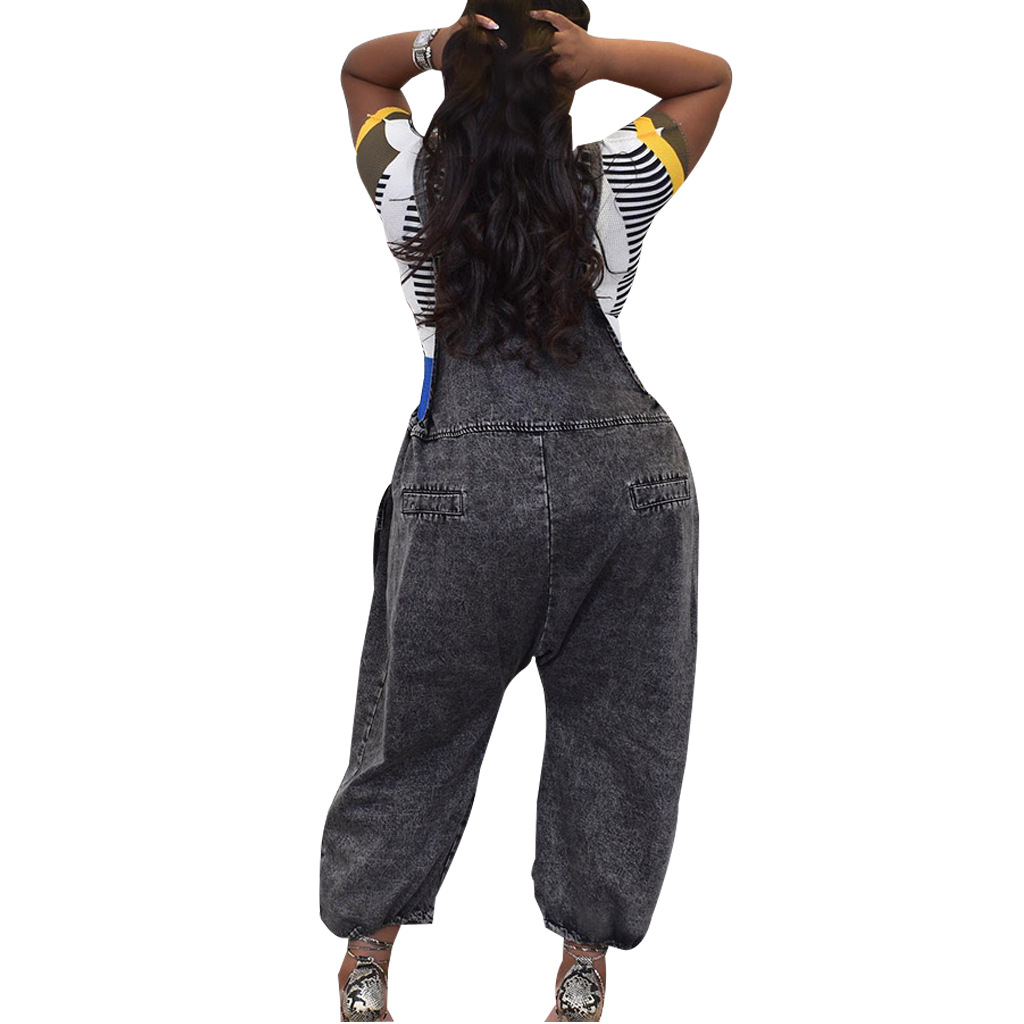 Women’s Wide Leg Denim Loose Suspenders