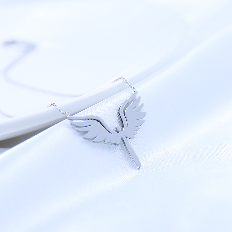 Title 1, Angel Wing Titanium Steel Necklace Female Net R...