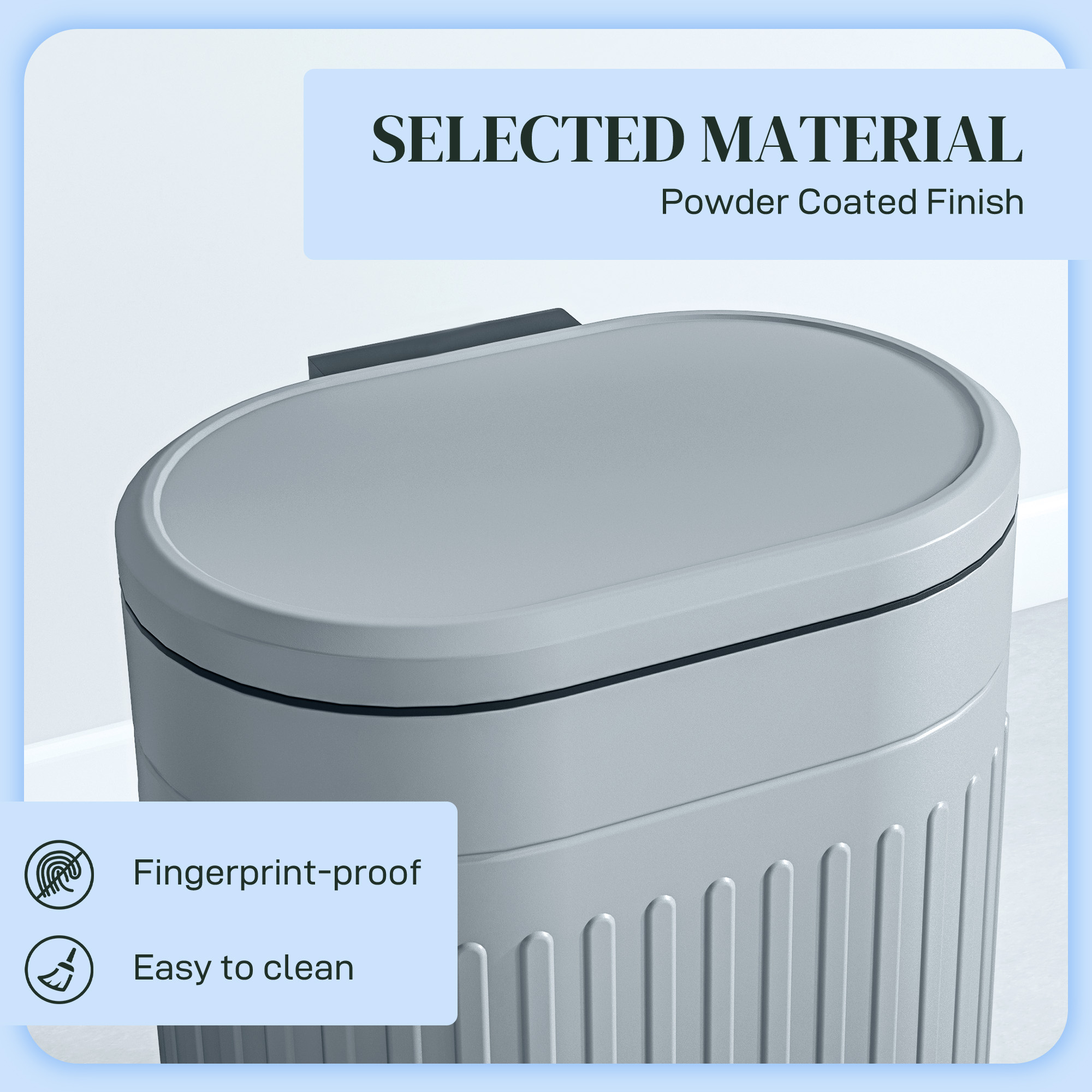 20 Liter Metal Kitchen Trash Can With Gradual Lowering Lid - Gray — image 4