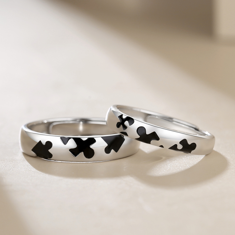 Title 1, 925 Sterling Silver Puzzle Couple Ring Design