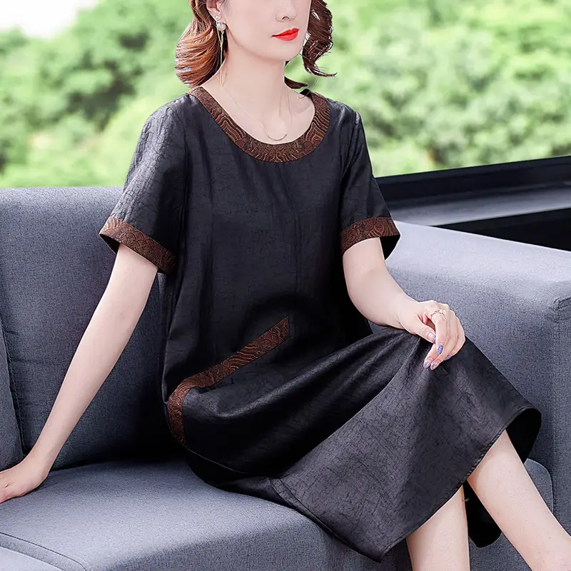 High-end Silk Fragrant Cloud Yarn Summer Dress