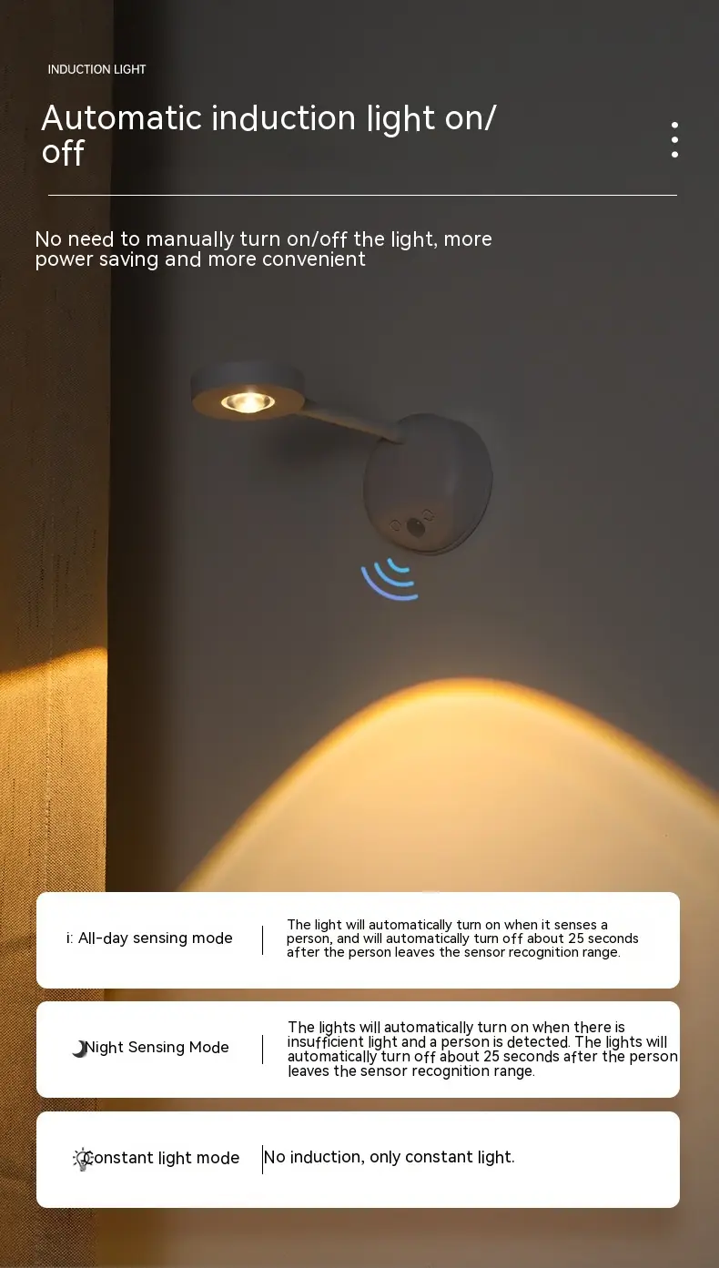 Smart Rechargeable Induction Lamp Wiring Free Punch-free Wall Lamp