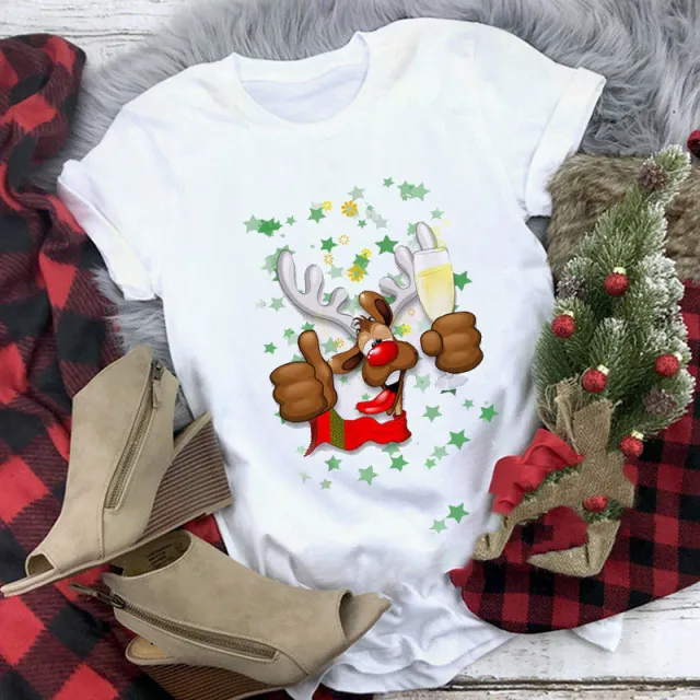 Christmas T shirt Women's Summer Plus Size With Short Sleeves C6 - Shop at LoveMi