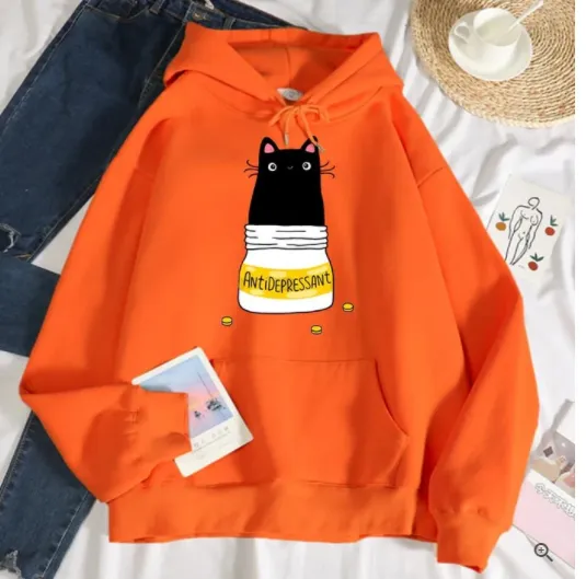 Autumn And Winter Couple Top And Hooded Sweater Orange - Shop at LoveMi