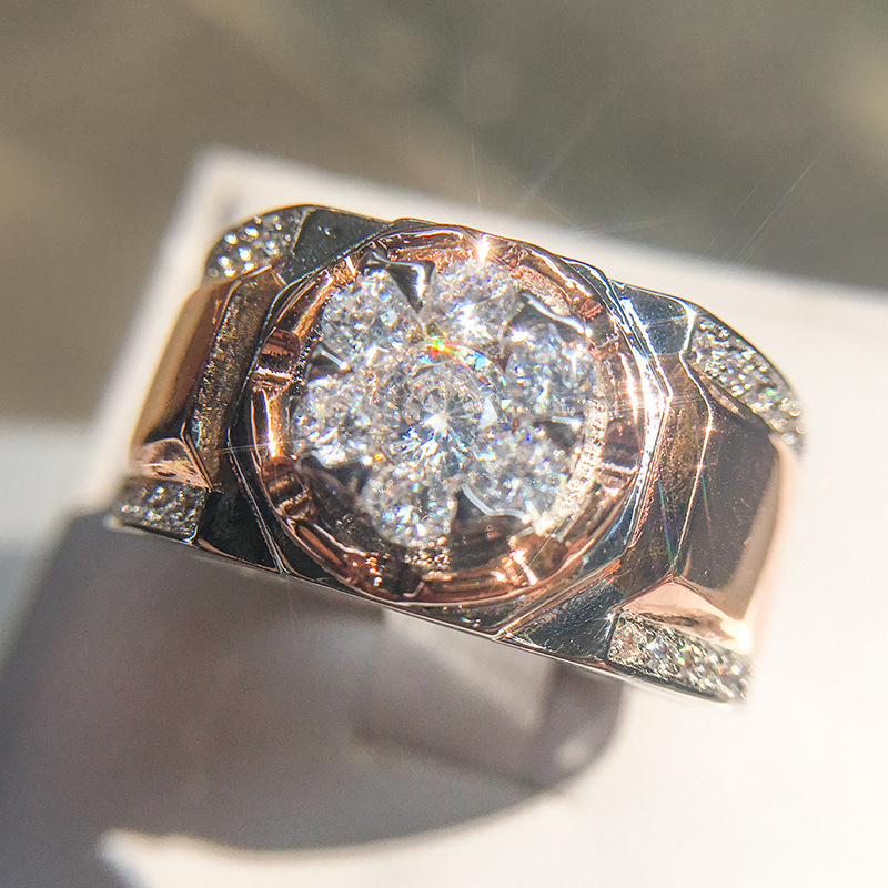 Fashion Atmosphere Electroplating Two-tone Ring European And American Men