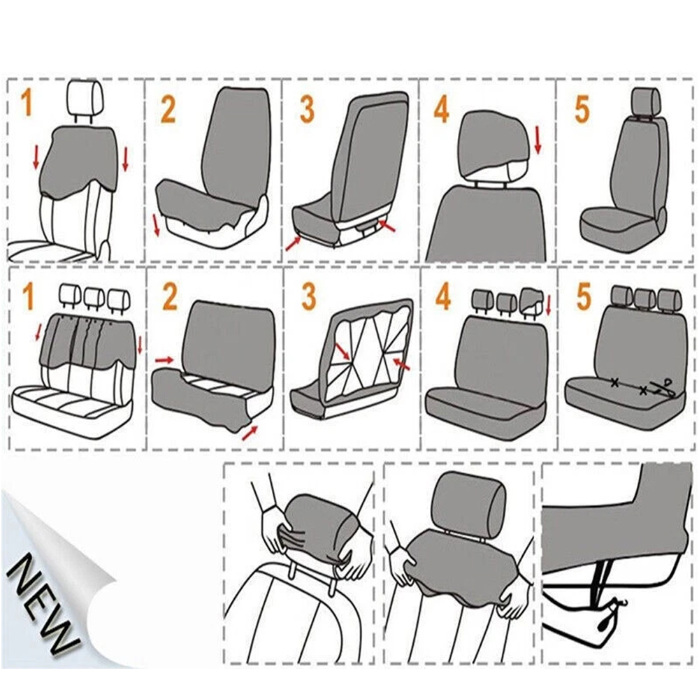 9pcs Full Set Universal PU Leather Seat Covers Protectors Non-Slip — image 3
