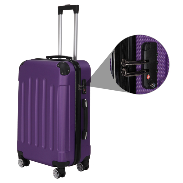 Three In One Handle Universal Wheel With 4 Corner Guards Pull Rod Box, 20in, 24in, 28in ABS Aluminum Alloy Pull Rod, Classic Color Scheme - Dark Purple — foto 4