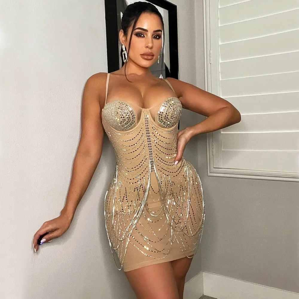 Women's Fashion Personality Tassel Suspender Dress for Party