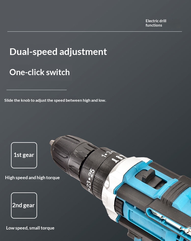 Household Rechargeable Brushed Electric Wrench, Household Lithium Battery Electric Drill, Export Model Impact Drill, Electric Tool — foto 16