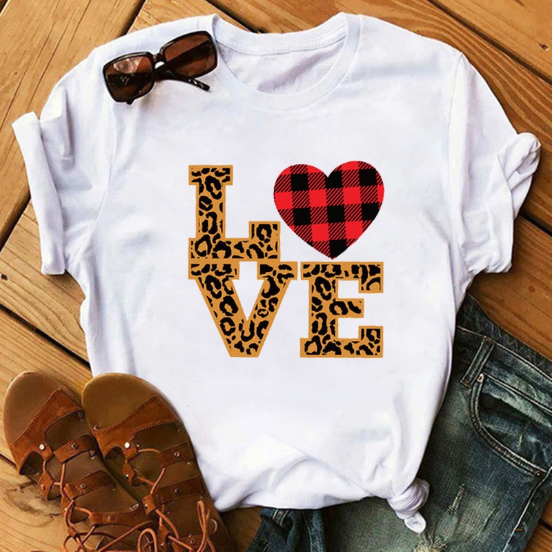 Title 3, LOVE Leopard Print Lips Short-sleeved Top Botto...