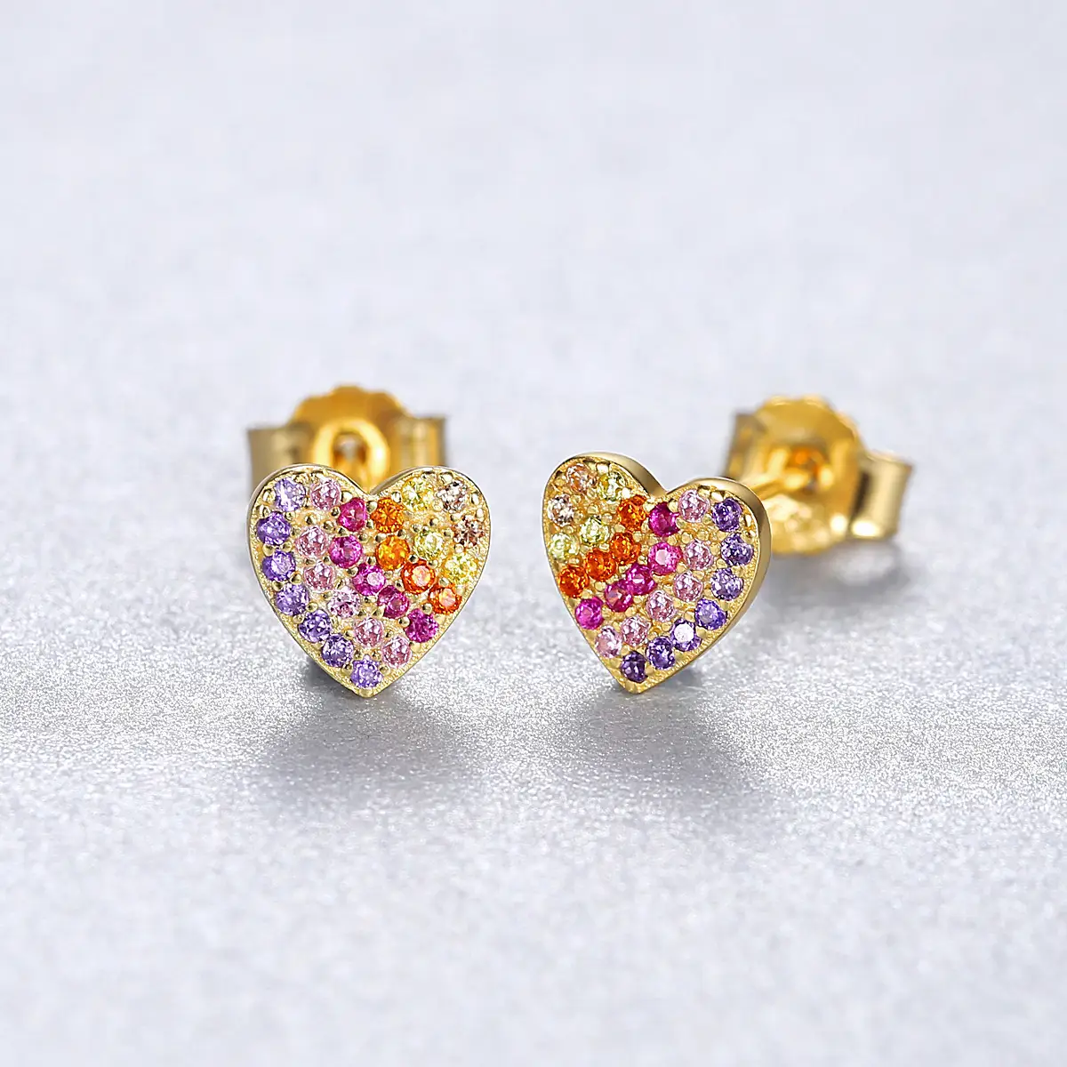 Colorful Silver 925 Silver Heart Ins Style Earrings