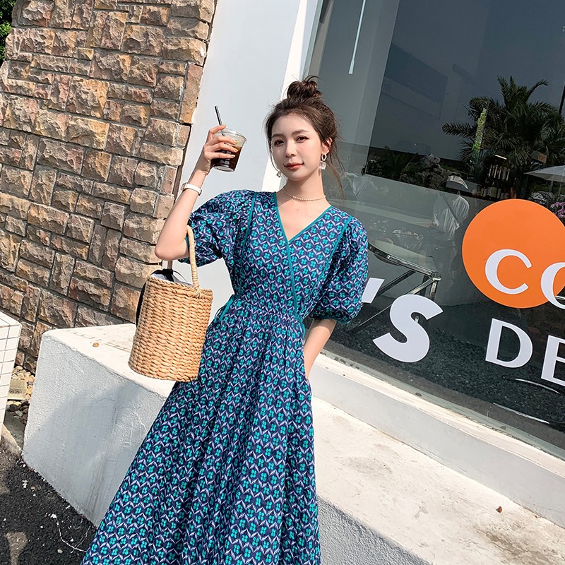 Puff-Sleeve Floral Midi Dress, picture 4 of 10