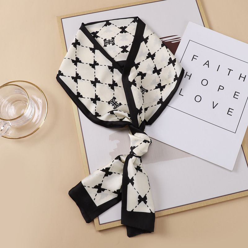 Small Silk Scarf Thin And Long Hair Binding Double Layer