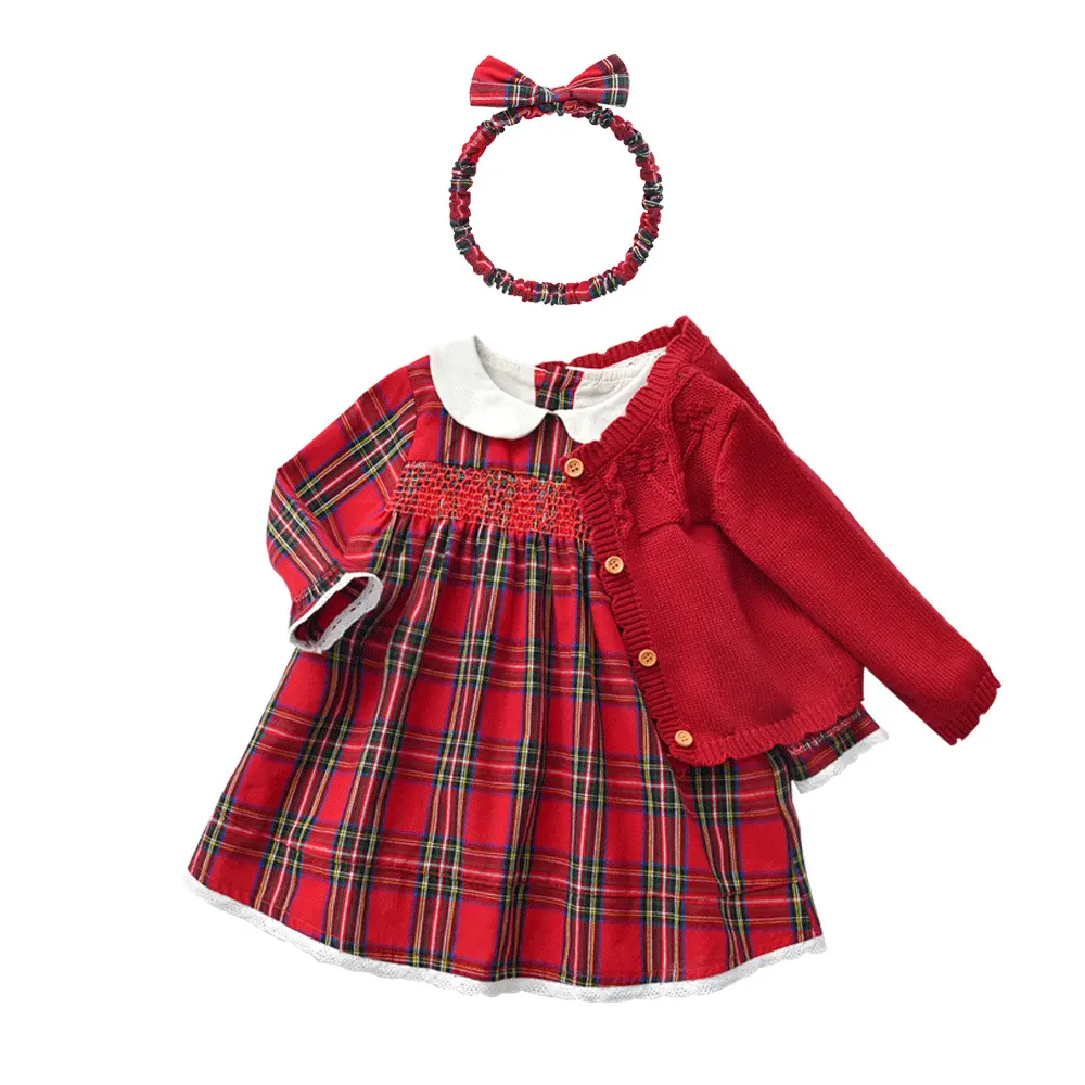 Girls' Dress Red Checked Autumn