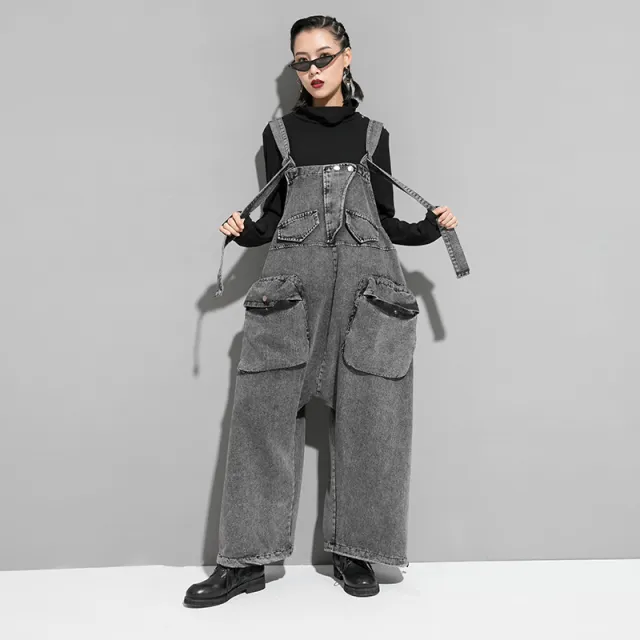 Plus Size Trendy Brand Denim Overalls Overalls Black - Shop at LoveMi