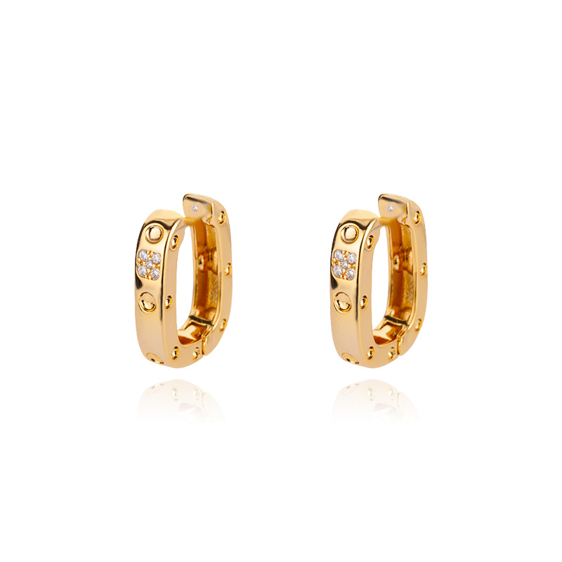 Title 2, Lock Female Oval Geometric Zircon-encrusted Stu...