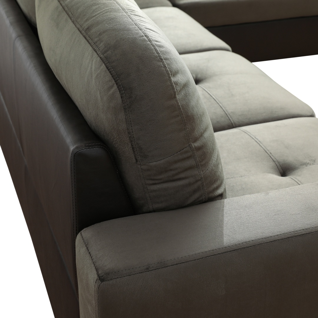 Pickup Only--Taupe Flannel And PVC 3-Piece Couch Living Room Sofa Set