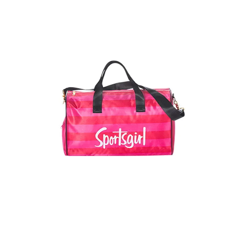 Sportsgirl Travel Bag Striped Women''s Portable Large Capacity - Rose