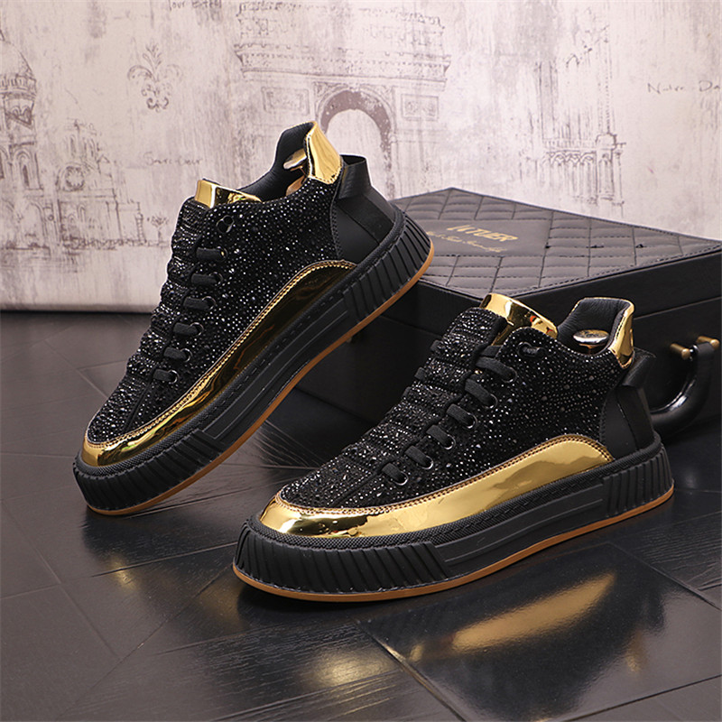 Black gold cotton shoes