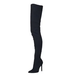 Stretch Suede Pointed Toe Over-the-knee Boots For Women - Black - View 1