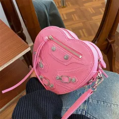 New Mini Handbag Sweet Cool Love Locomotive Crossbody Bag - Pink - View 1