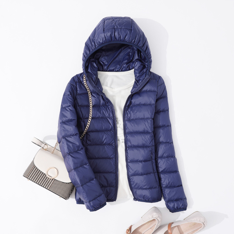 Slim Slimming Portable Short And Thin Down Jacket Women Navy - Shop at LoveMi