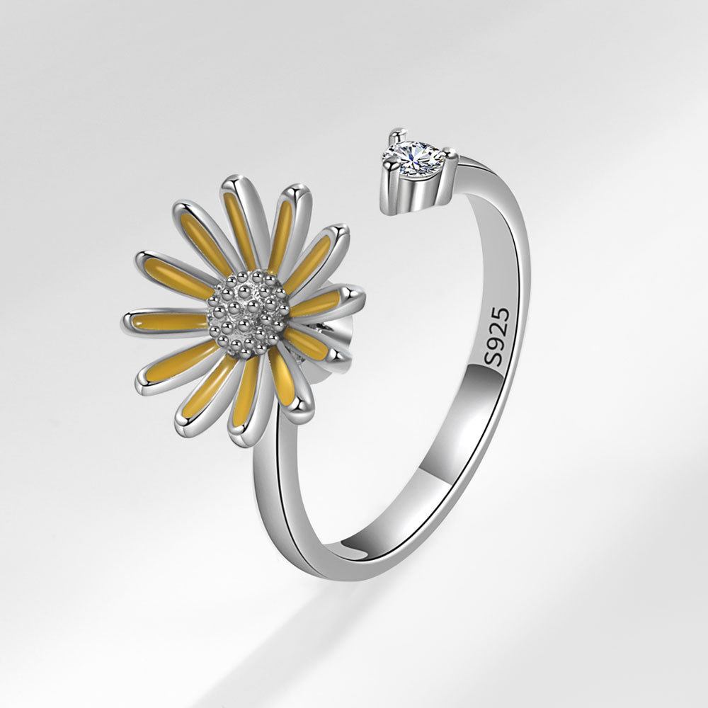 Title 3, Fashion Adjustable Chrysanthemum Rotary Ring fo...