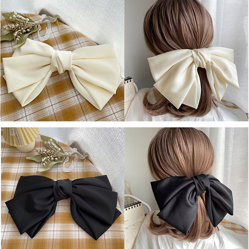 Retro Oversized Spring Clip Pearl Bow Tiara Card