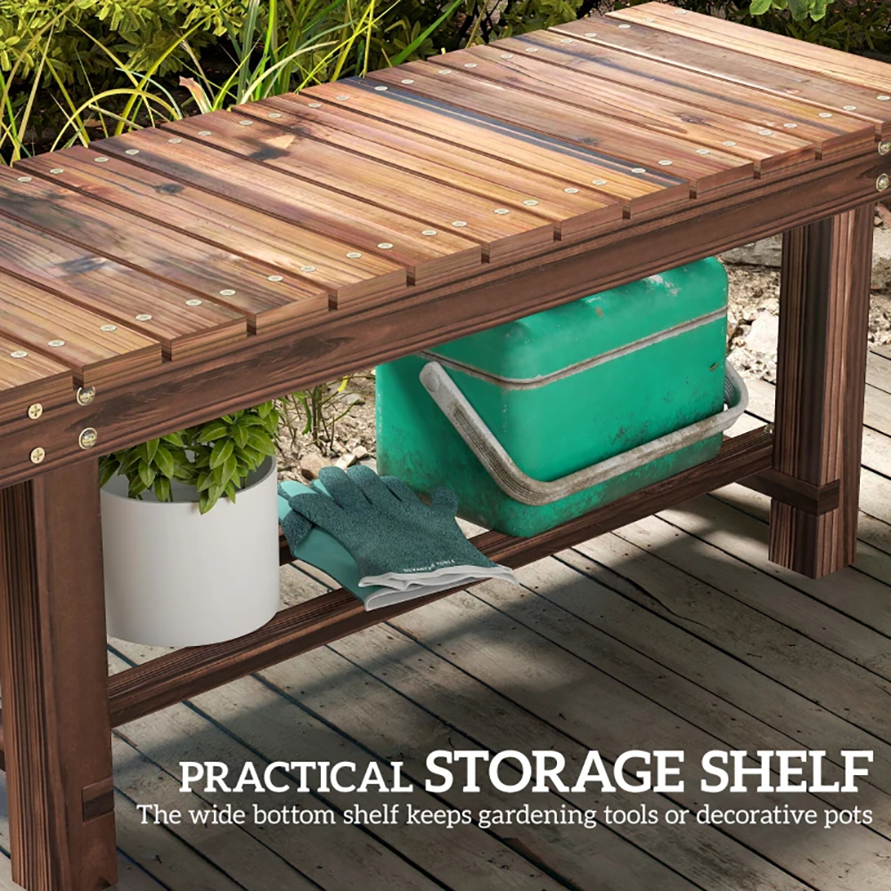 Garden Bench 0.8 Inch Seater Outdoor Bench With Storage Shelf 35.4inch... 12