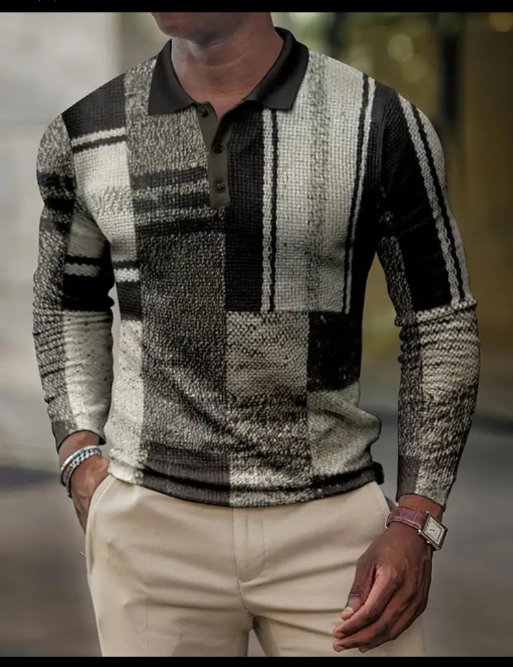 Men's 3D Printing Casual Retro Long Sleeve