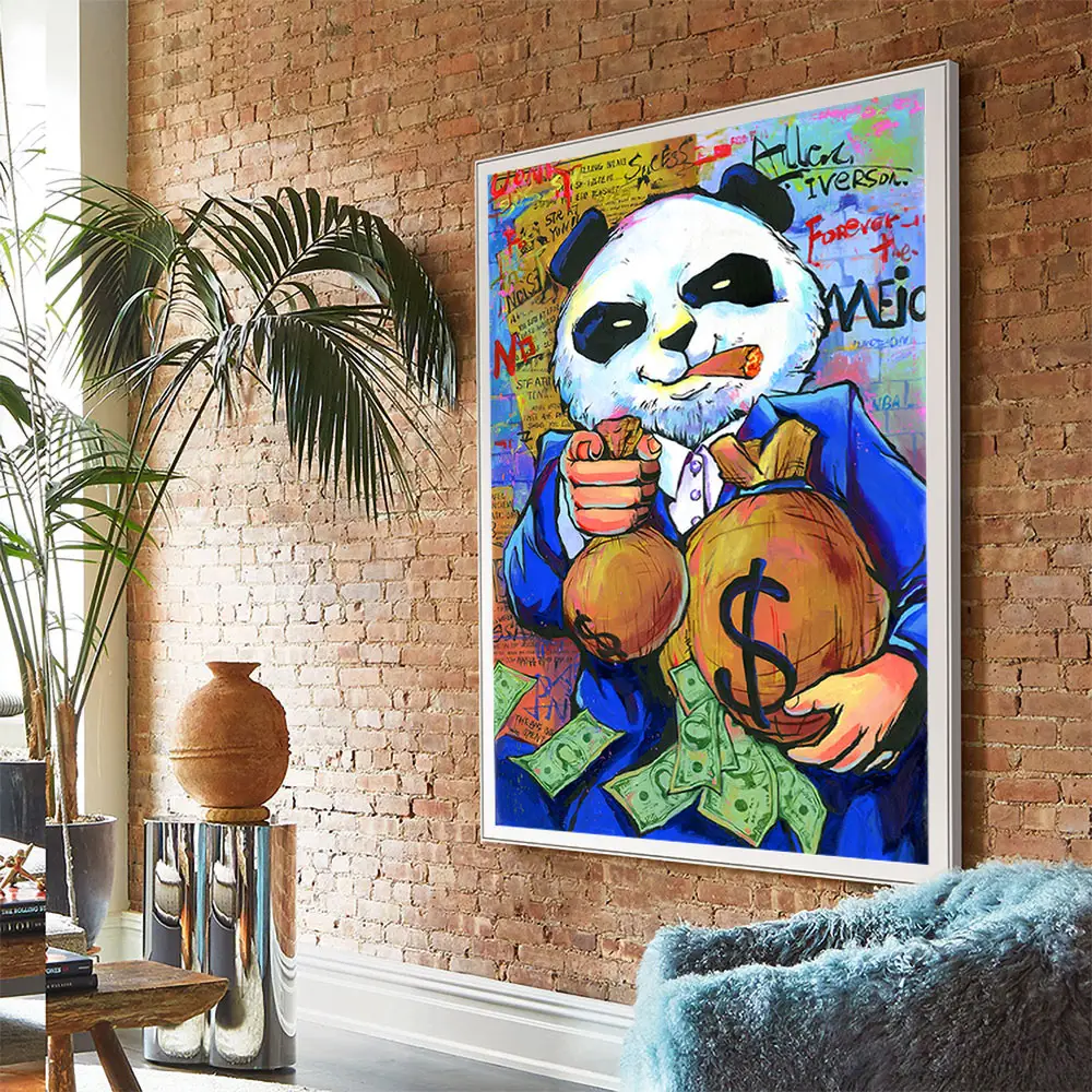 Purple Panda Funny Picture Money Bag Canvas