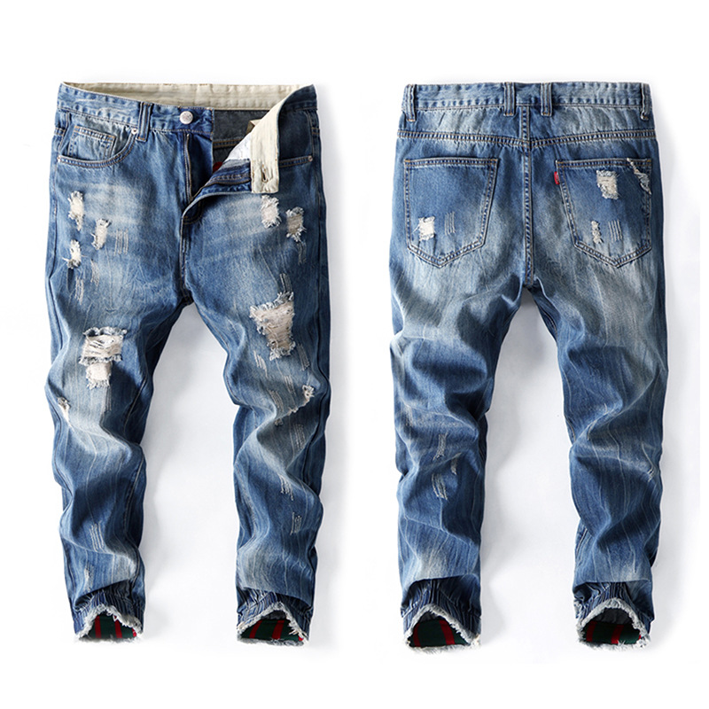 Title 4, Mens Plus Size Loose Washed Jeans With Ripped ...