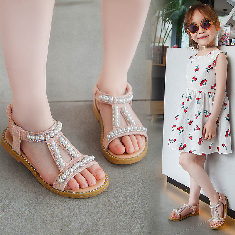 Title 4, Summer Girls Pearl Toe Princess Sandals