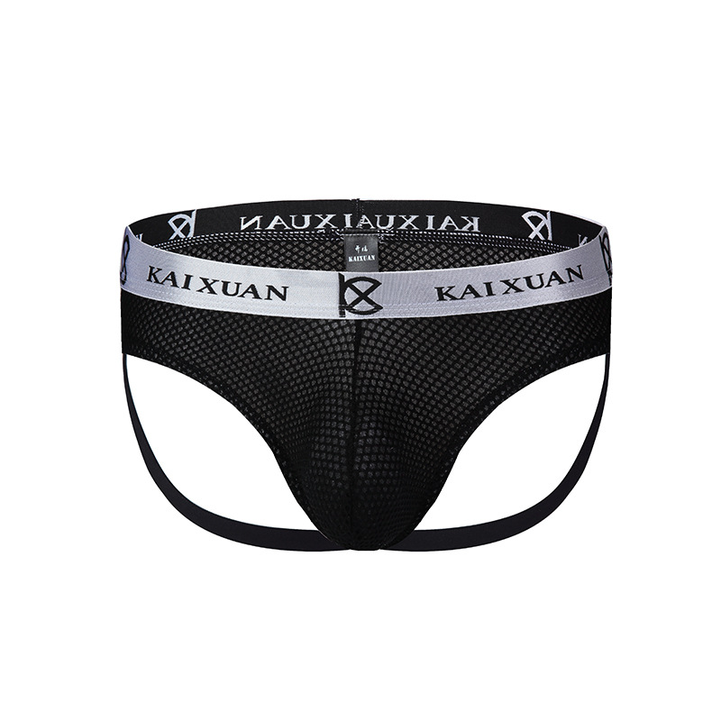 Comfortable Breathable Men's Thong Triangle Low Waist Black - Shop at LoveMi