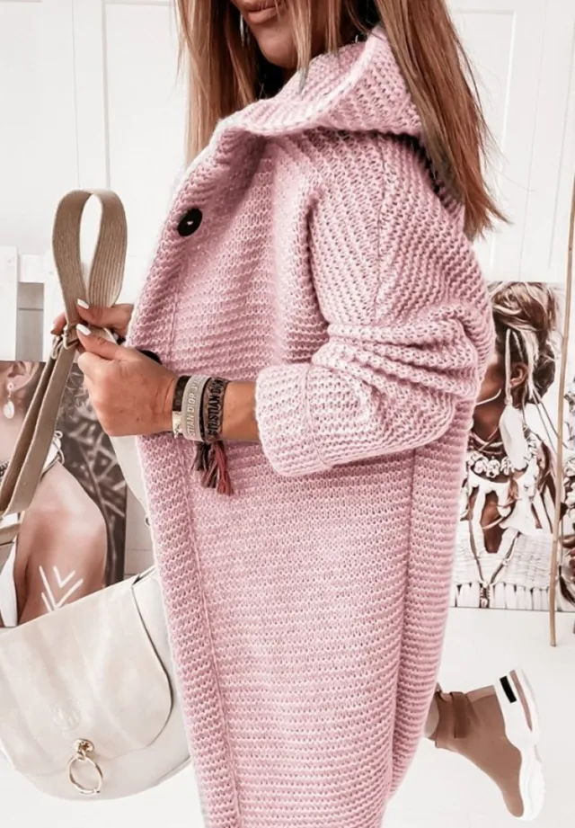 Temperament Commuting Loose Cardigan Women Sweater Plus Size Pink - Shop at LoveMi