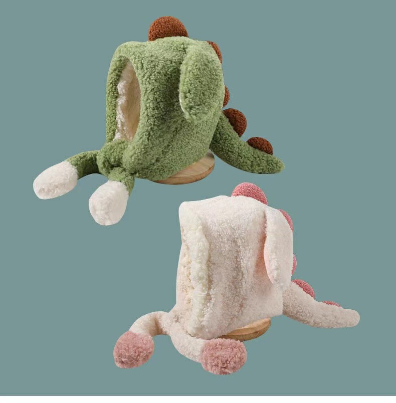 Dinosaur Shape Plush Hat Cartoon Warm Earmuff Head