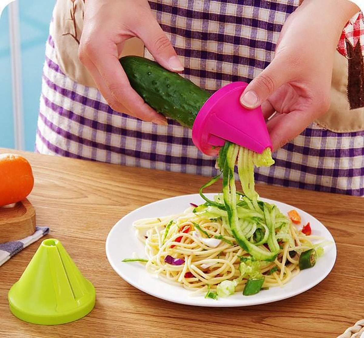 2Pcs Handheld Spiralizer Grater Shredder, Vegetable Fruit Spaghetti Noodle Maker For Zucchini Carrot Radish, Funnel Style Kitchen Gadget