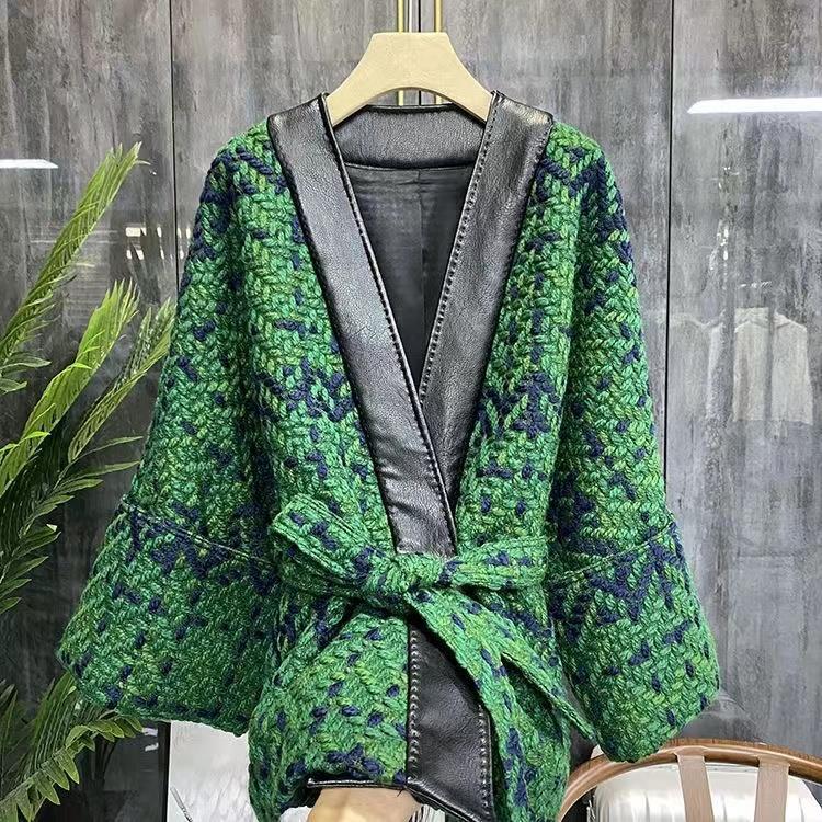 Women's Jacquard Knitting Loose Coat