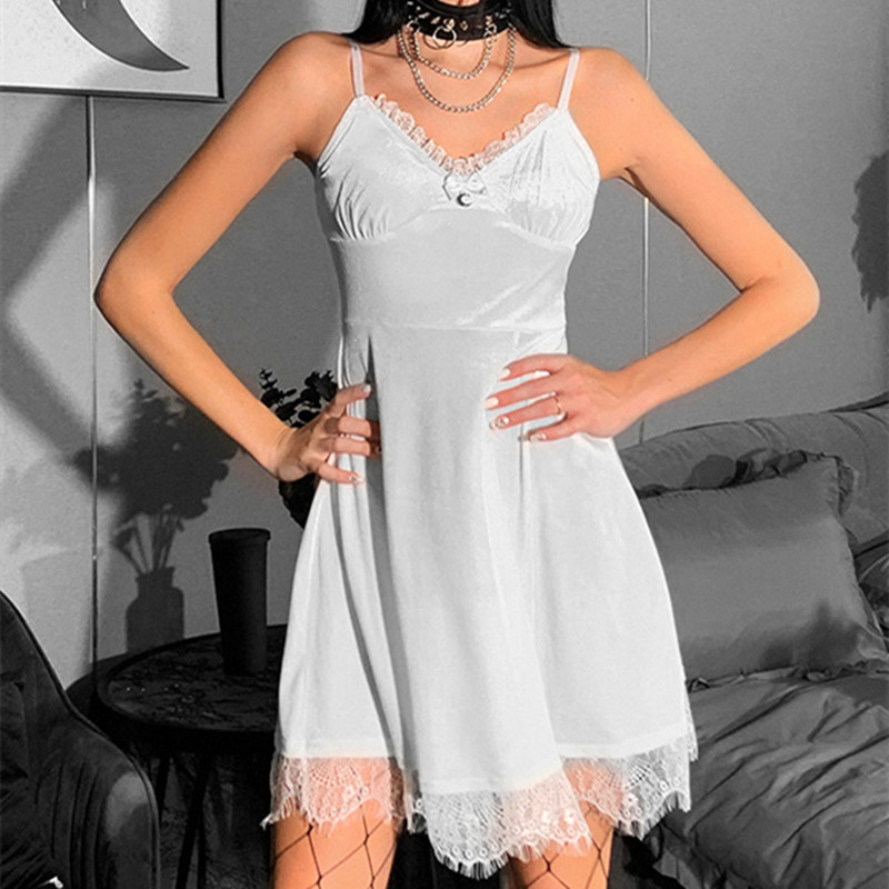 Women's Fashion Solid Color Lace Slip Dress